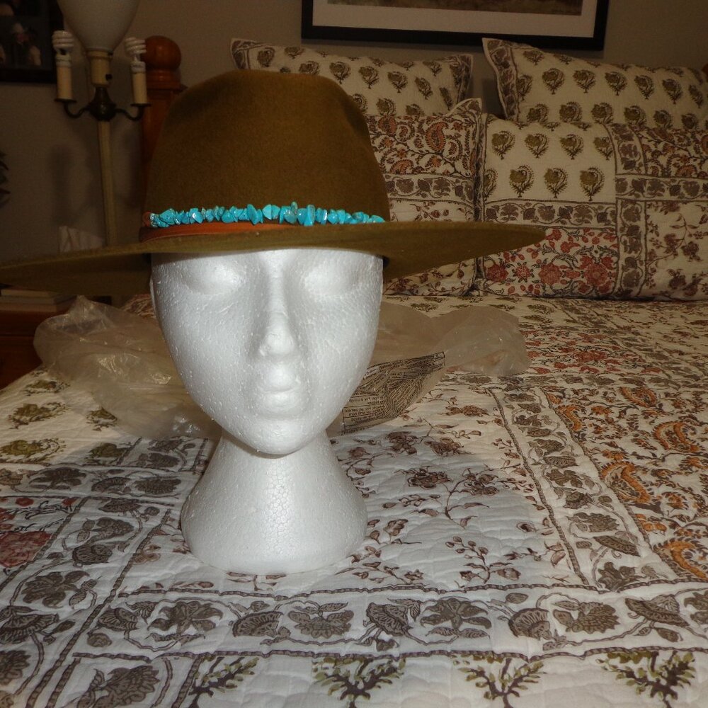 FIRM NEW Free People Lovely Bird Montana Turquoise Wrap Felt Hat S Rodeo - Picture 16 of 16
